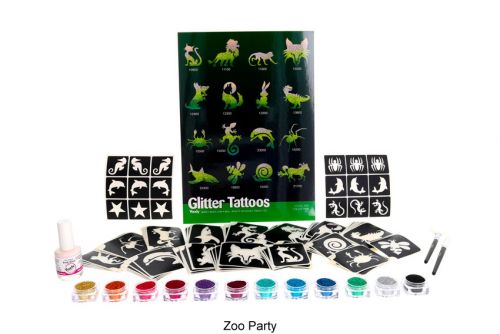 Glitzer Tattoo Set Motto Party (14 Varianten)