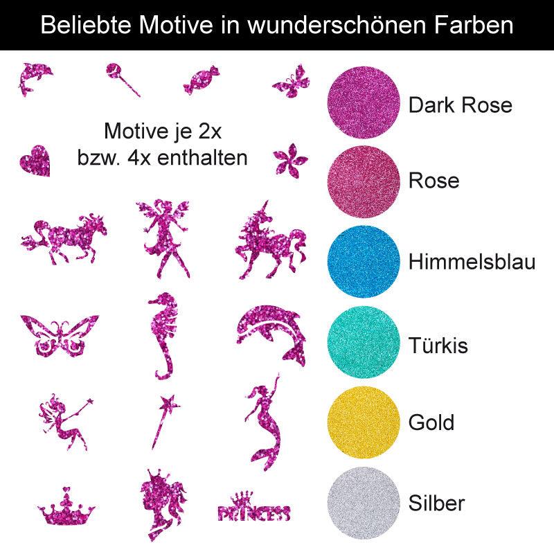 Glitzer Tattoo Set Mädchen Kindergeburtstag