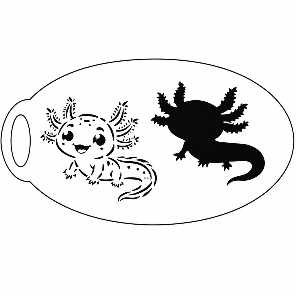 Axolotl Schminkschablone – scharfe Darstellung der beiden Motive
