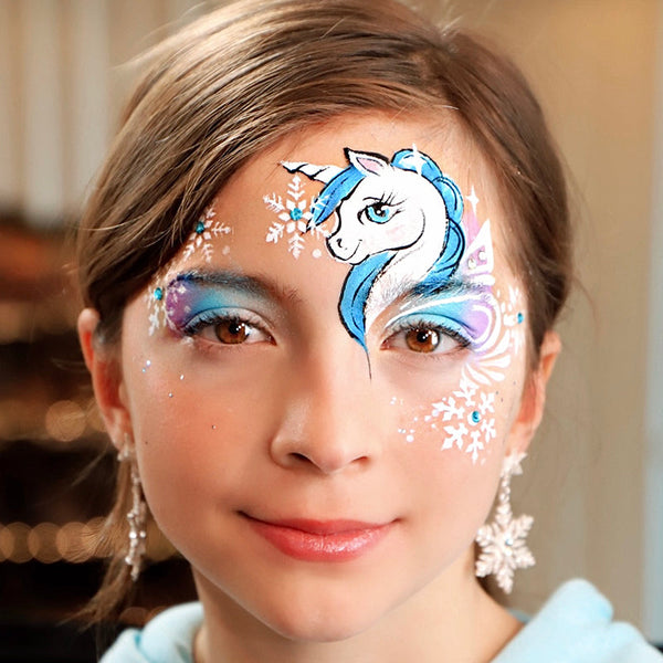 Kinderschminken Einhorn mit Schminkschablone Lieblingspinsel