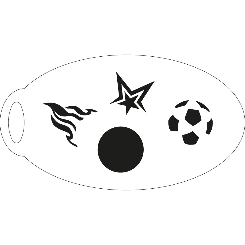 Fußball, Flamme & Stern Schminkschablone – Lieblingspinsel