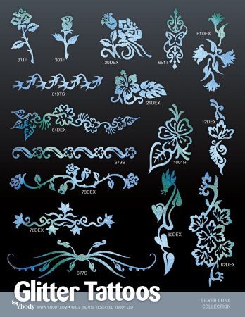 80er Blütentraum Glitzer Tattoo Schablonen Set