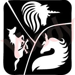 3er Glitzer Tattoo Einhorn
