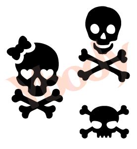 3er Schablonen Totenkopf Set