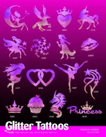 80er Prinzessinnen Tattoo Schablonen Set