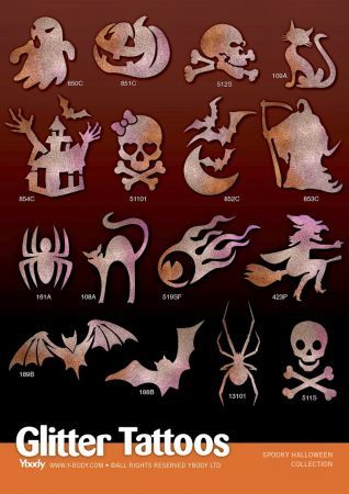 80er Halloween Tattoo Schablonen Set